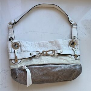 B. Makowsky leather Cream and Silver Shoulder Bag